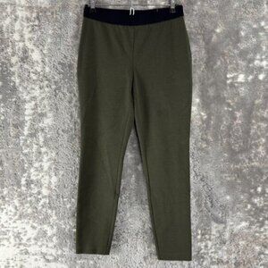 Talbots Petite Size 4P Soho Ankle Pant Green Stretch Flat Front Tapered Preppy